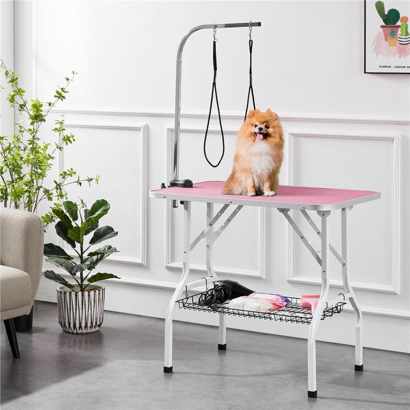 Yaheetech 36"W Pet Grooming Table with Adjustable Arm