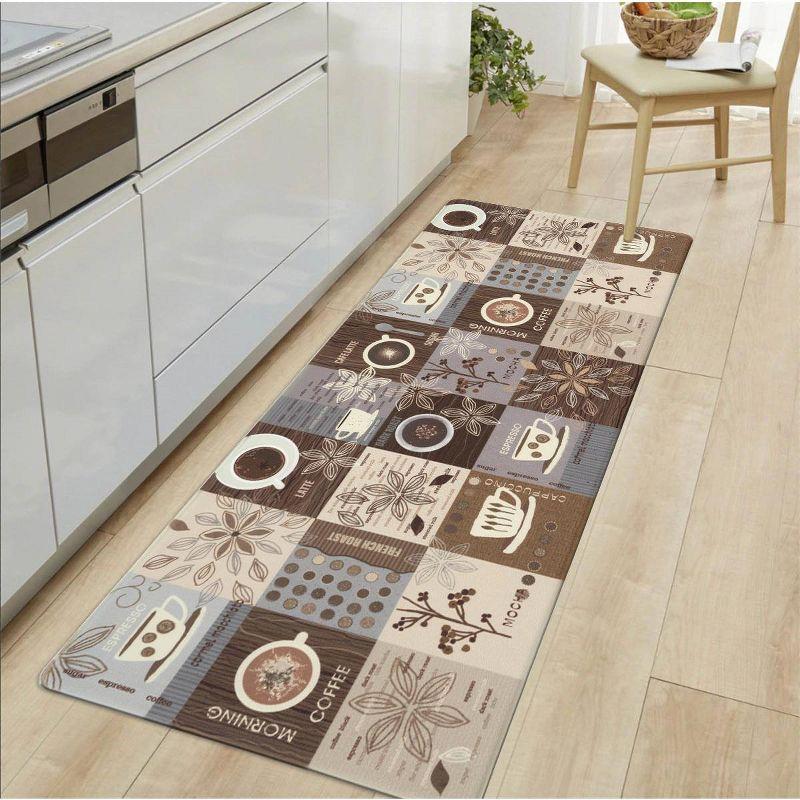 Brown Coffee Themed Anti-Fatigue Kitchen Mat 18" x 47"