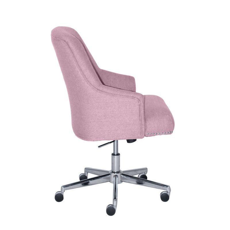 Lilac Fabric Memory Foam Swivel Home Office Chair with Fixed Arms