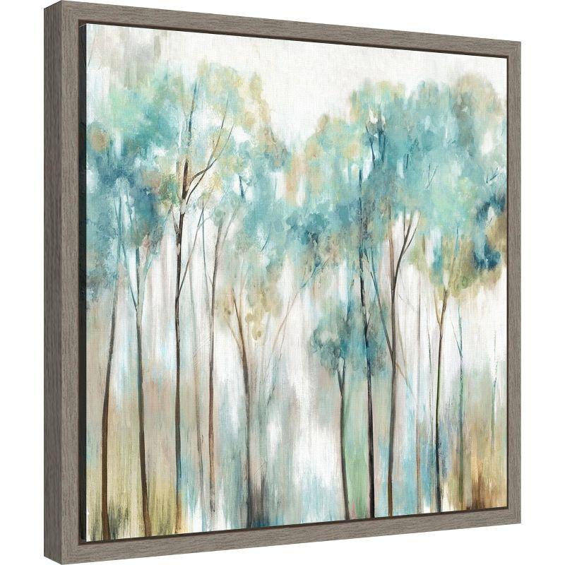 Amanti Art Grace Land Teal Trees by Allison Pearce Canvas Wall Art Print Framed 16 x 16-in.