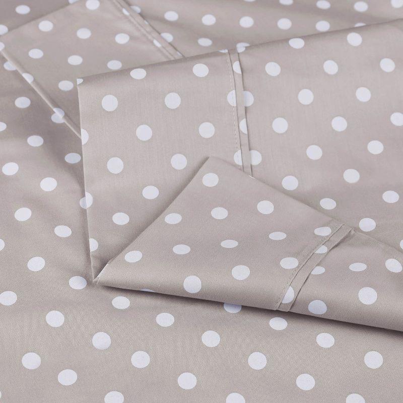Polka Dot 600 Thread Count Cotton Blend Deep Pocket Bed Sheet Set, Full, Light Grey - Blue Nile Mills