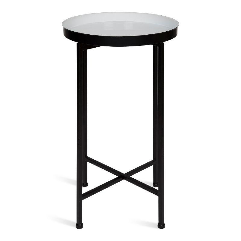 Kate and Laurel Celia Round Metal Tea Table, 14x14x25.75, Black and White