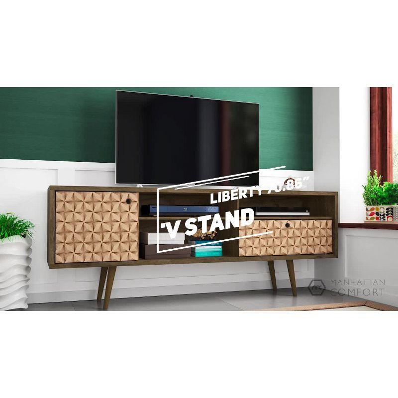 Liberty 3 Shelf and 1 Drawer TV Stand for TVs up to 65" White - Manhattan Comfort: Media Console with Cable Management