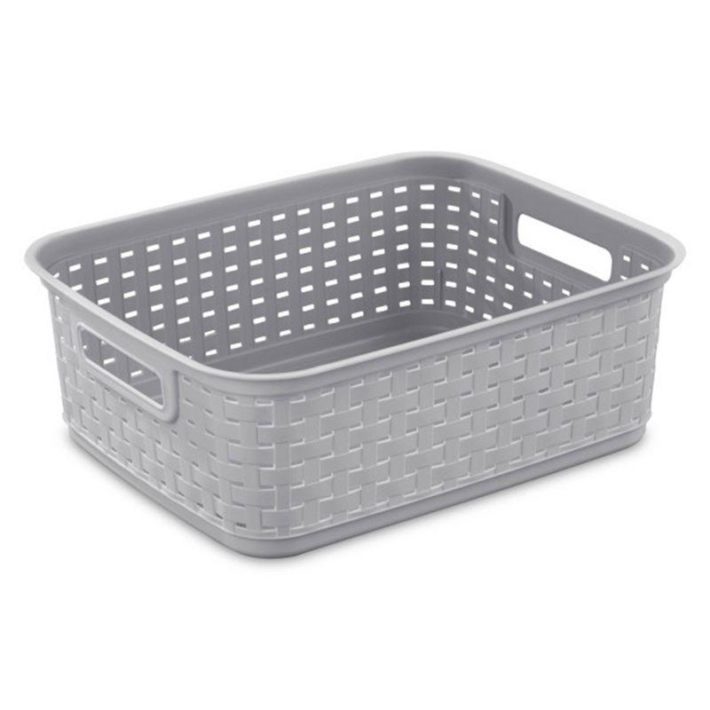 Sterilite Short Weave Basket, Decorative Storage Bin, Organize the Closet, Bathroom or Classroom