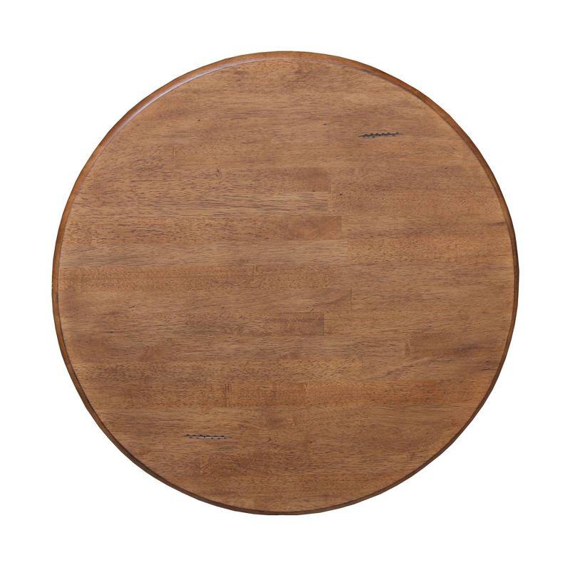 29.9" Dining Tables Laughlin Round Top Pedestal Distressed Oak - International Concepts: Hardwood, 2-Seater