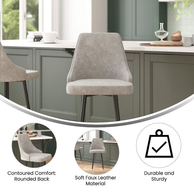 Flash Furniture Commercial Gray LeatherSoft Counter Height Stools with Chrome Accents - 2 Pack