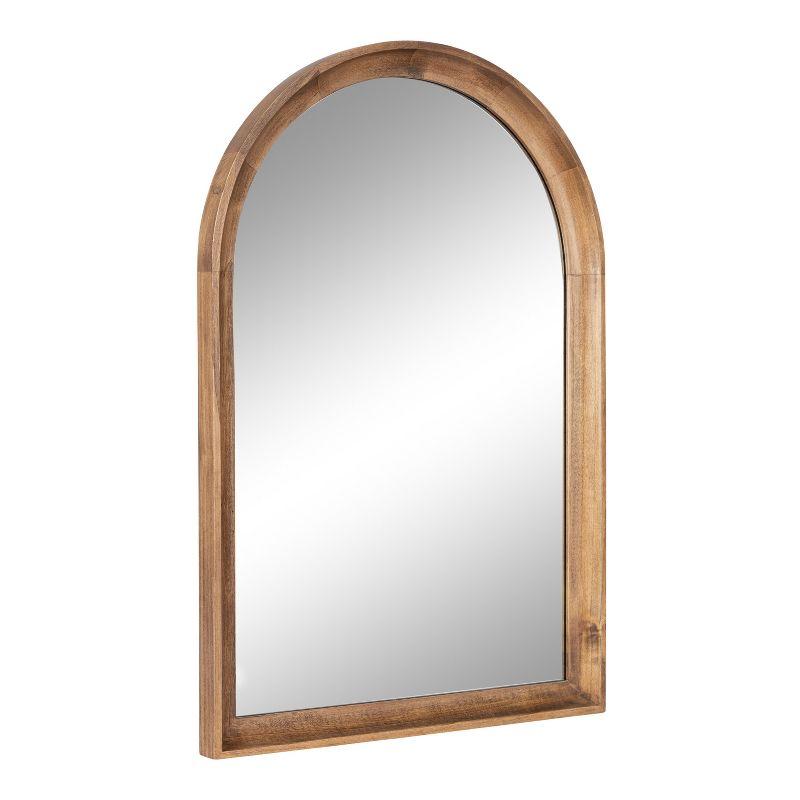 Rustic Brown Arched Wood Wall Mirror for Bathroom Vanity