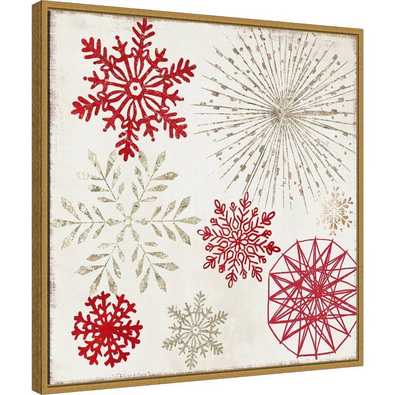 22" x 22" Christmas Snowflakes II Framed Wall Canvas - Amanti Art: PI Studio, Seasonal Decor