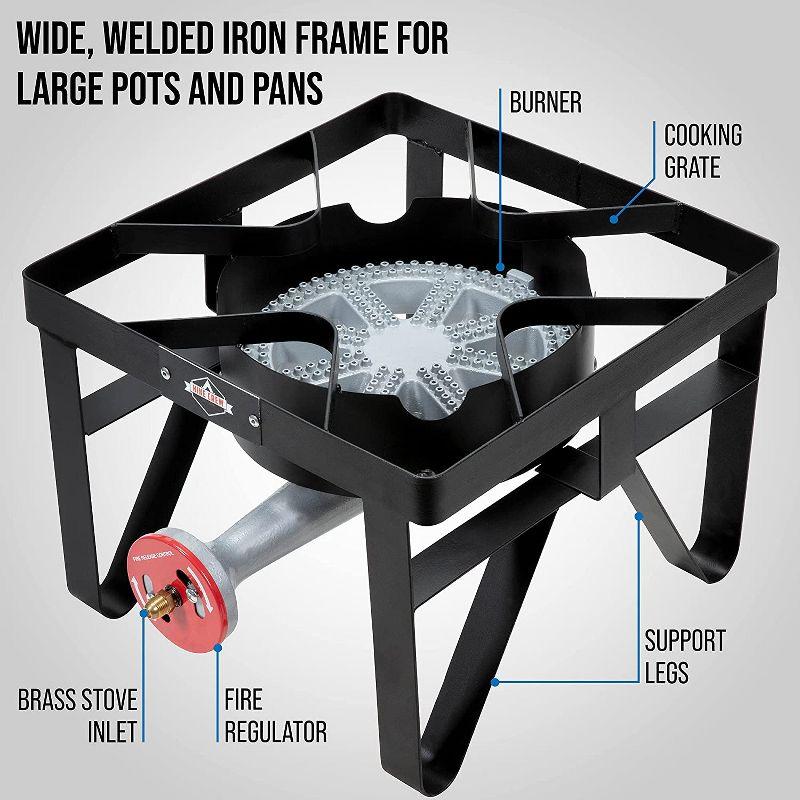 Hike Crew 220,000 BTU Single Burner Portable Gas Stove with Flame Air Control & Adjustable Hose