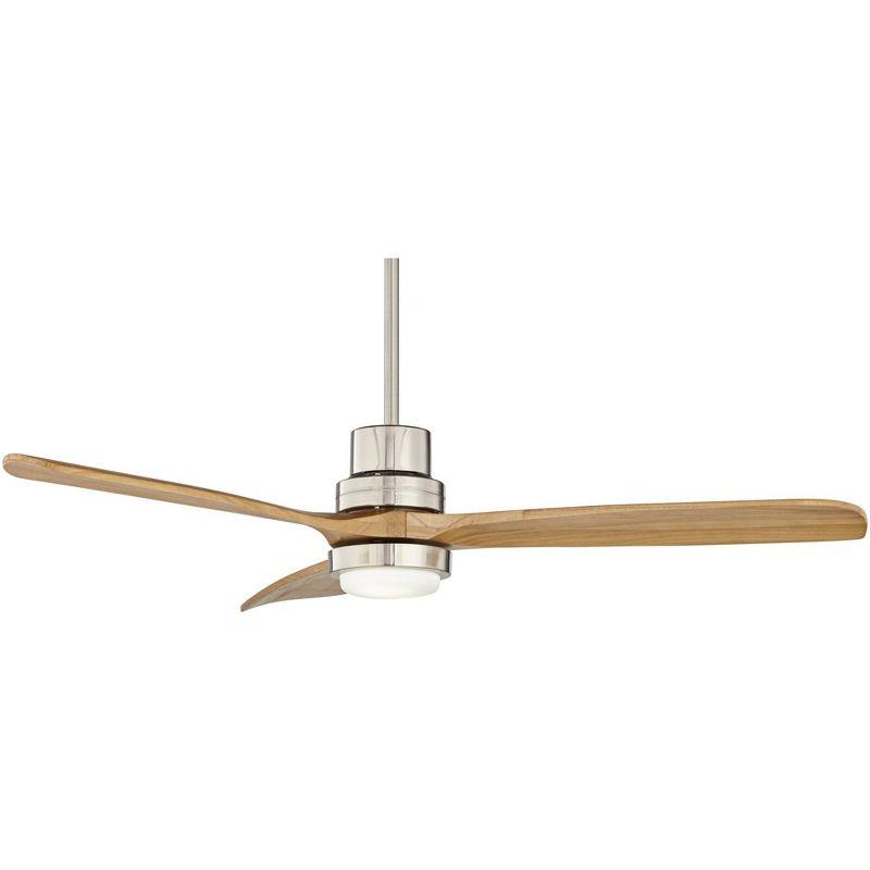 52" Casa Vieja Delta-Wing DC Modern 3 Blade Indoor Ceiling Fan with LED Light Remote Control Brushed Nickel Natural Solid Wood for Living Room Kitchen
