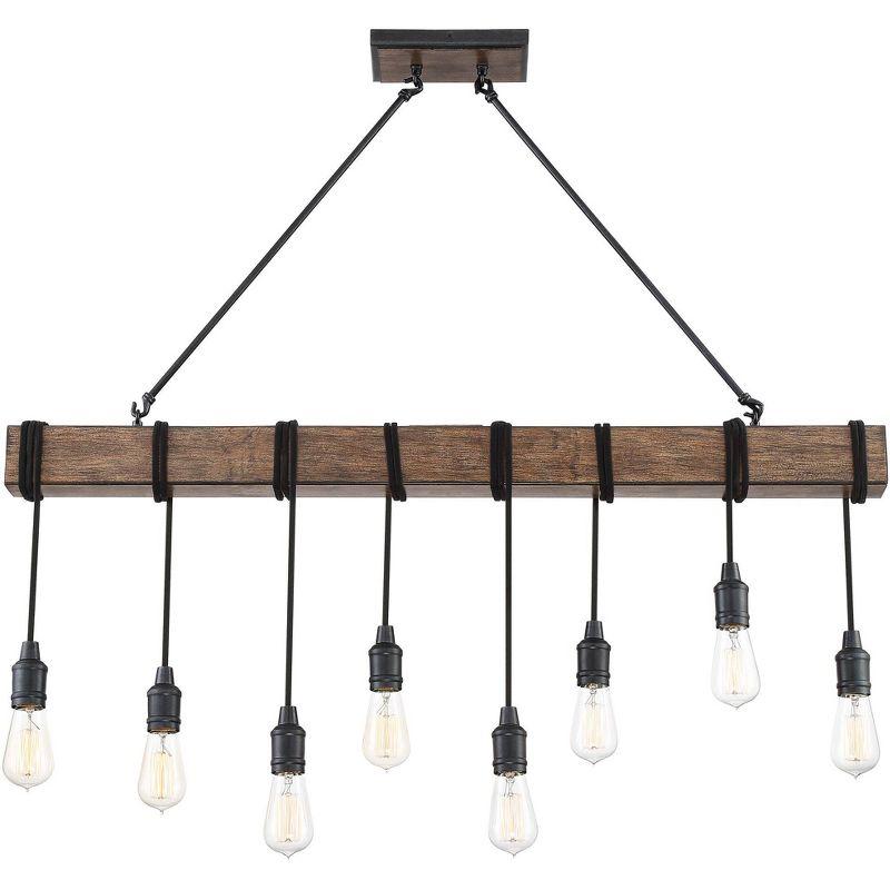 Possini Euro Design Tomas Black Wood Grain Island Pendant Chandelier 42 1/4" Wide Farmhouse Industrial Rustic 8-Light Fixture for Dining Room Kitchen