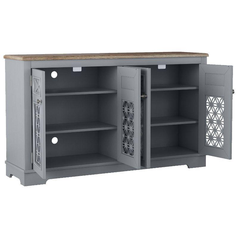 Festivo 57" Vintage Storage Accent Buffet Sideboard Cabinet Gray