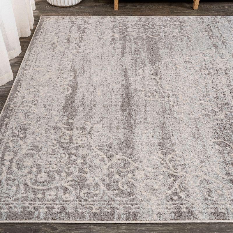 Light Gray/Cream Medallion 4' x 6' Reversible Synthetic Rug