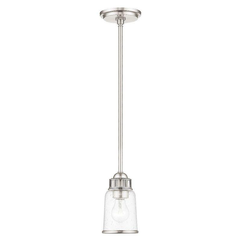 Brushed Nickel Mini Pendant with Clear Seeded Glass Shade