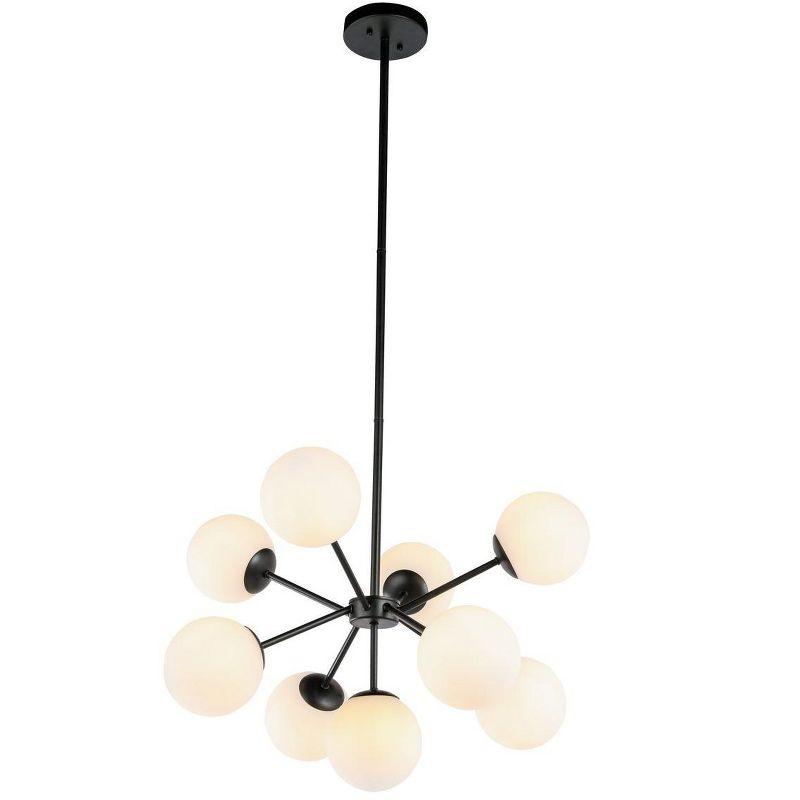 Elegant Lighting Jupiter 9 light Black and Frosted White glass pendant