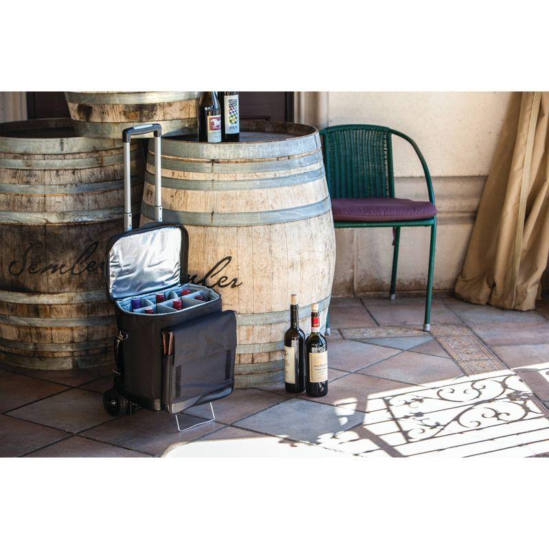Arlmont & Co. Cellar 6-Bottle Wine Carrier & Cooler Tote with Trolley - Insulated Traveling Portable Wine Bag