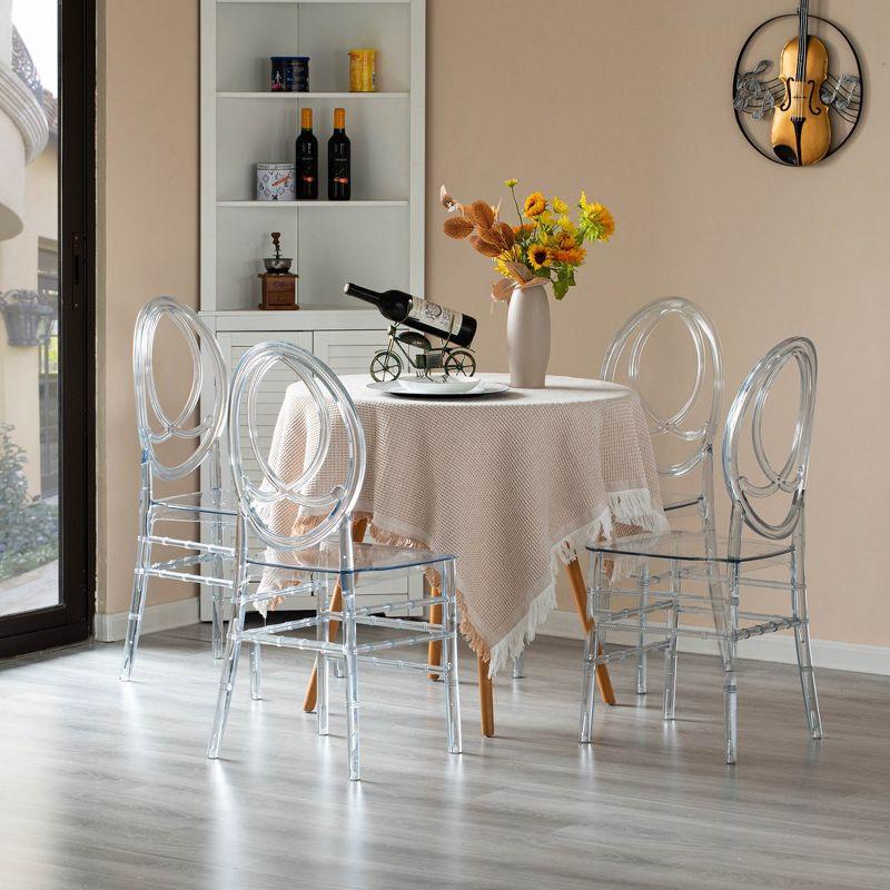 Fabulaxe Modern Acrylic Phoenix Dining Chair, Stackable Transparent Party Chair, Crystal Clear Acrylic Chair for Events and Weddings, Single
