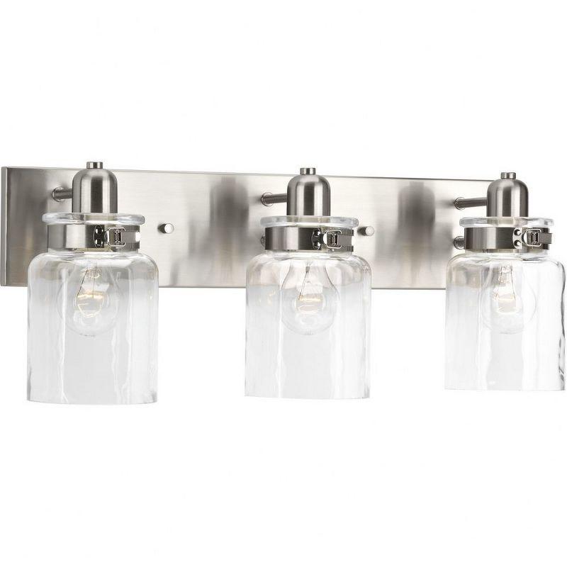 Progress Lighting Calhoun Collection 3-Light Bath & Vanity Wall Light, Brushed Nickel, Clear Glass Shade