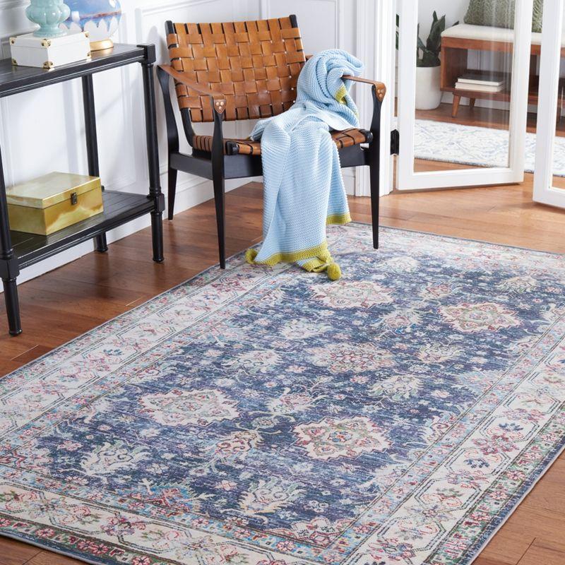 Tucson Vintage Persian TSN196 Power Loomed Machine Washable Skid-Resistant Indoor Area Rug - Navy/Beige - 9'x12' - Safavieh