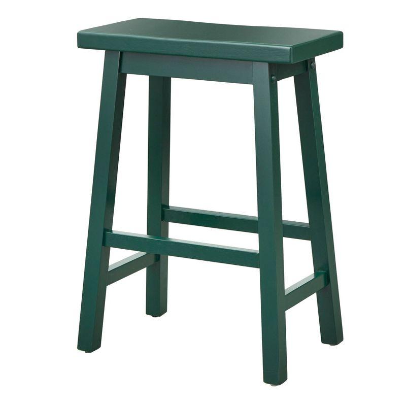 24" Arizona Saddle Counter Height Barstool Dark Green - Buylateral: Rubberwood Frame, Mid-Century Modern, Fixed Height