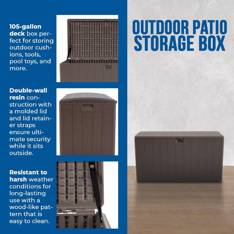 Driftwood Gray 105 Gallon Weatherproof Resin Outdoor Storage Deck Box