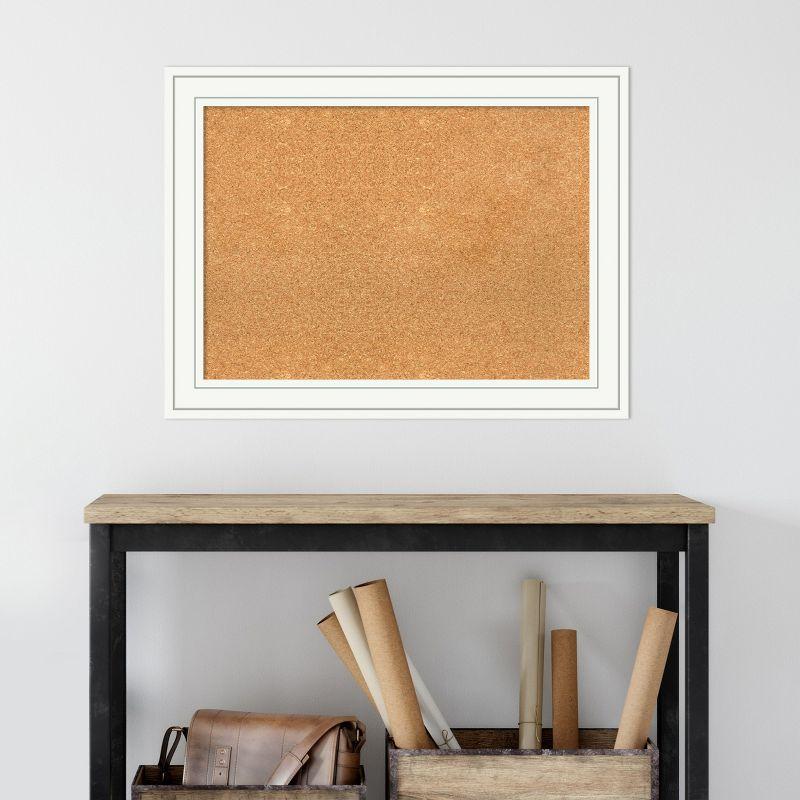 Amanti Art Natural Cork Board Wood Framed Craftsman White Bulletin Board 33 in. x 25 in.