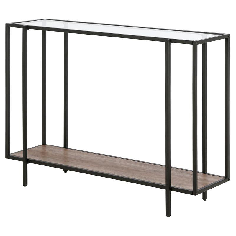 Black Bronze Accent Table with Gray Oak Shelf - Henn&Hart