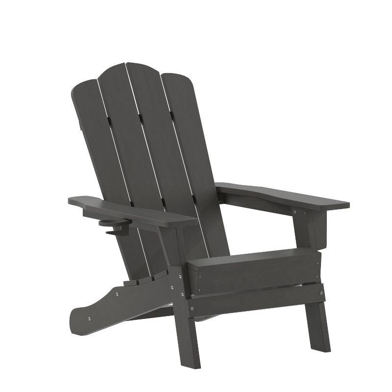 Gray High-Density Polyethylene Adirondack Chair with Armrests