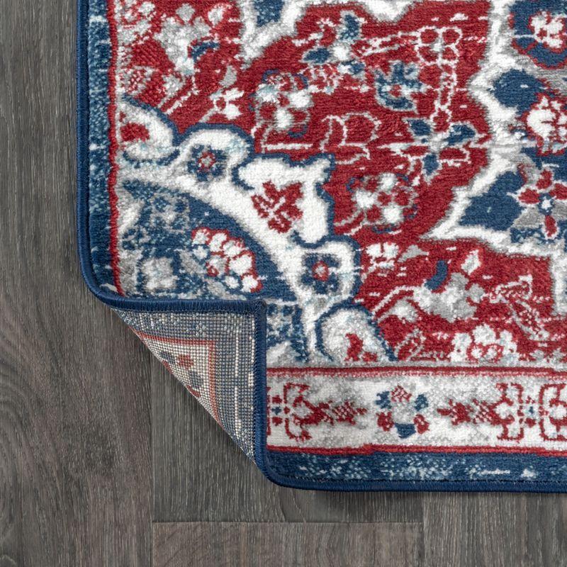 4'x6' Modern Persian Vintage Moroccan Medallion Area Rug, Navy/Red - JONATHAN Y