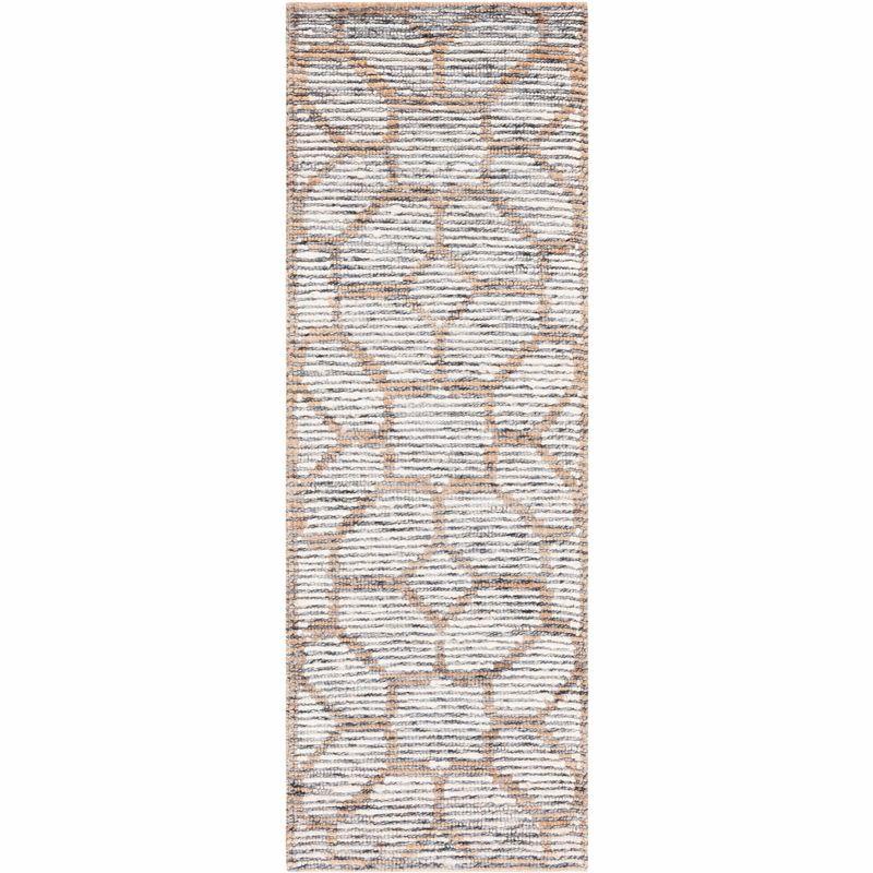 Beige and Ivory Hand-Knotted Wool Runner Rug, 2'3" x 7'