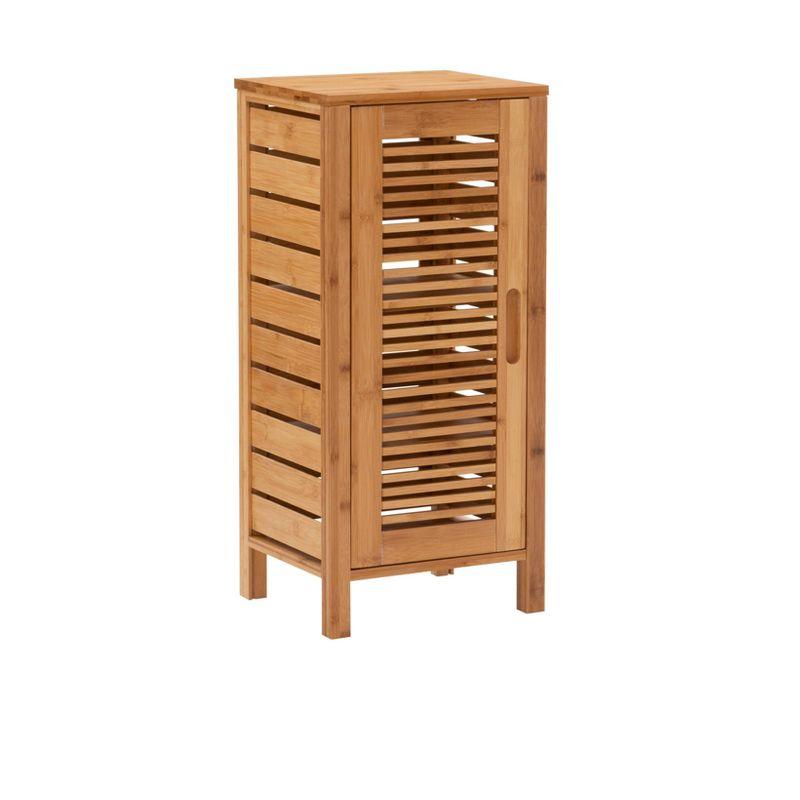 Natural Bamboo One-Door Bathroom Floor Cabinet with Shelves