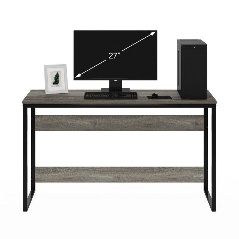 French Oak Grey Modern Study Desk with Sleek Metal Frame - 52 in.