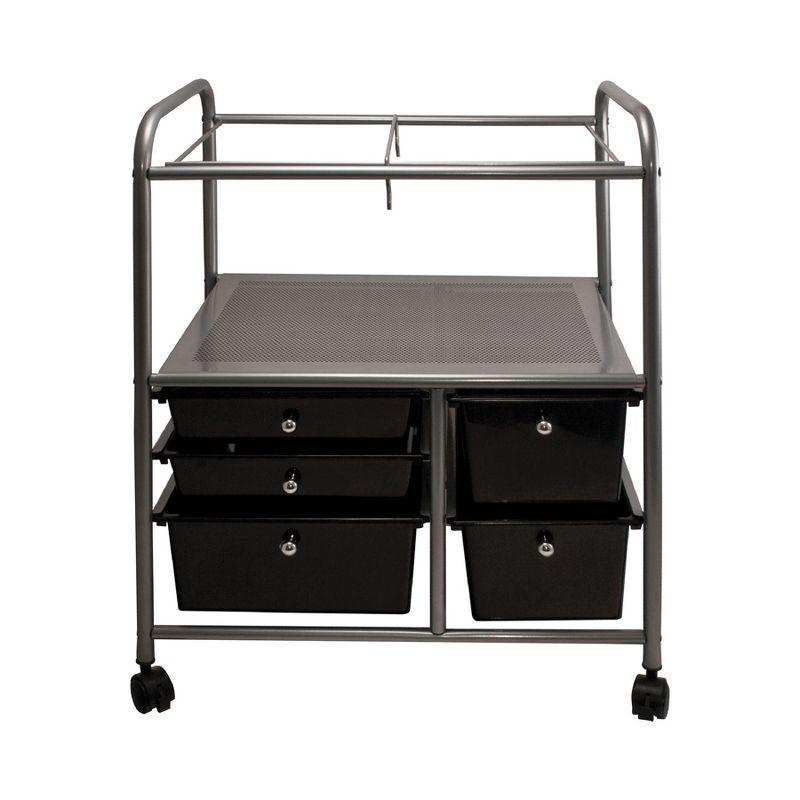 Advantus Black and Chrome Mobile File Cart with Five Drawers