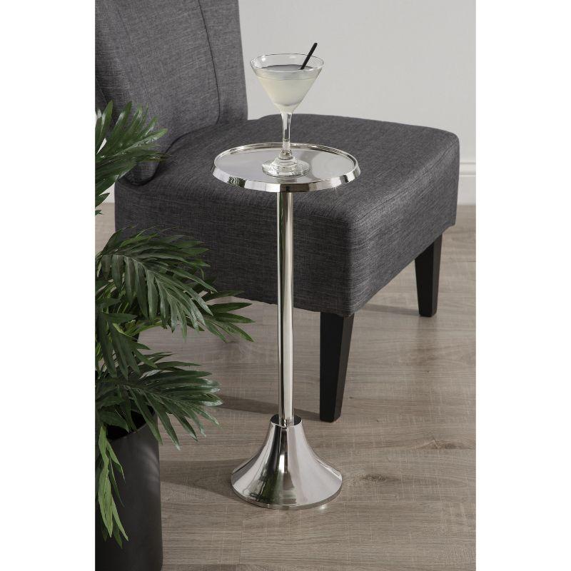 Kate and Laurel Sanzo Round Metal Drink Table, 9x9x23, Silver