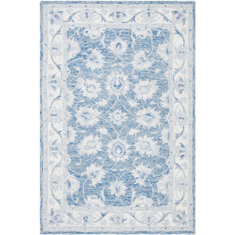 Hand-Tufted Artisan Wool Blue Rectangular Rug - 2x3 Feet