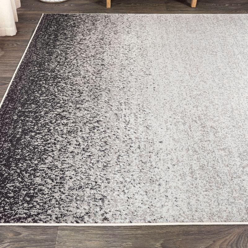 Gray and Cream Abstract Reversible 4' x 6' Synthetic Rug