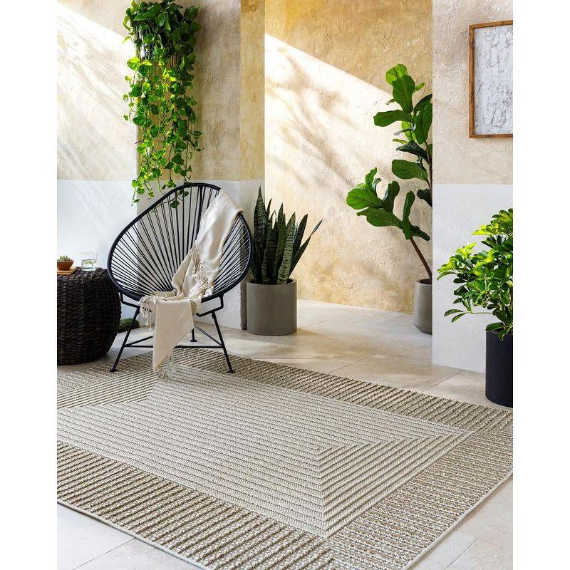 Ivory Geometric Synthetic Fur Stain-Resistant 8' x 10' Rug