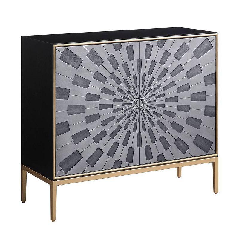 39" Quilla Accent Table Black, Gray and Brass Finish - Acme Furniture