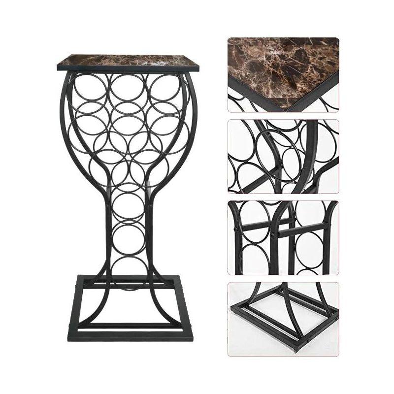 Kings Brand Furniture - Freestanding Wine Rack Stand Storage & Display Holder, Marble Finish Table Top that Holds 11 Bottles (Black)