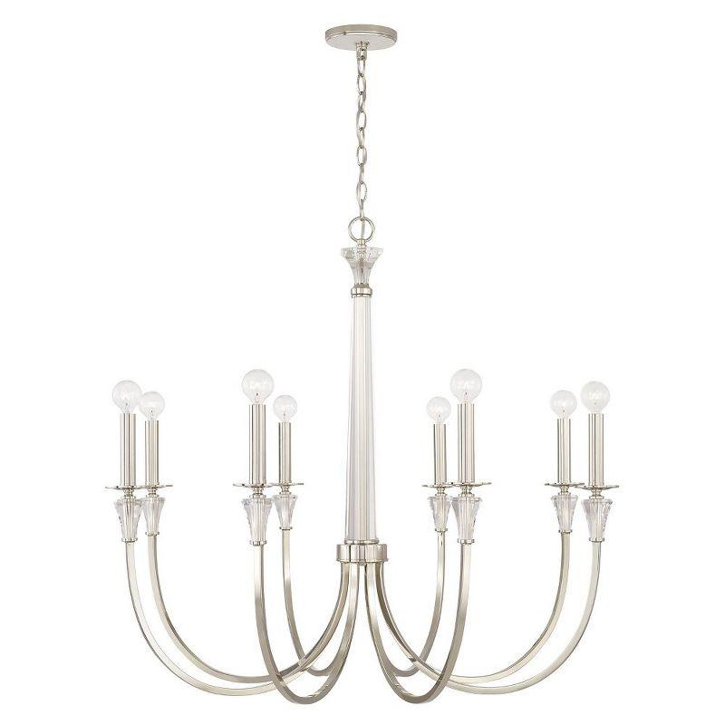 Laurent Polished Nickel 8-Light Chandelier with Crystal Accents