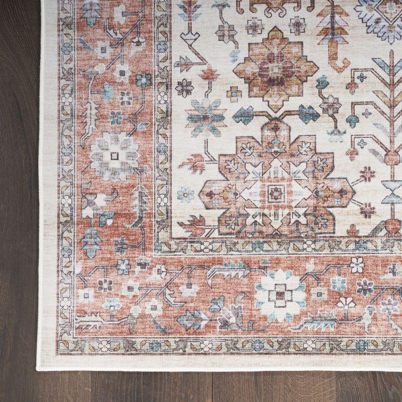 Beige Multicolor Vintage Floral Non-Slip Runner Rug