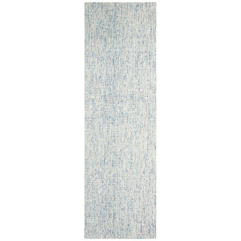 Ivory and Blue Abstract Hand-Tufted Wool Accent Rug - 27" x 4"