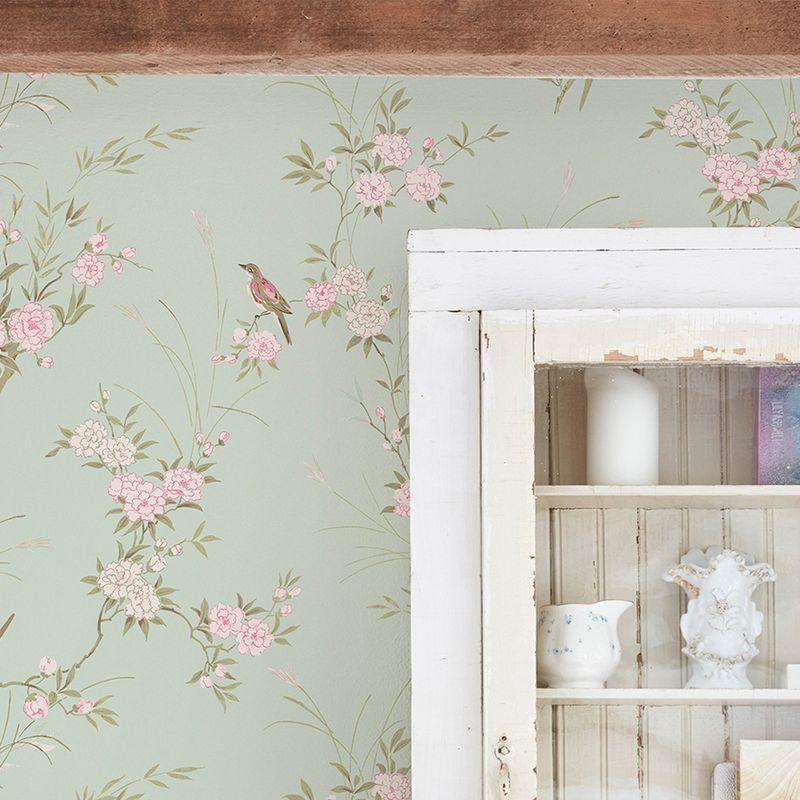 Rachel Ashwell Bird Chinoiserie Green Wallpaper