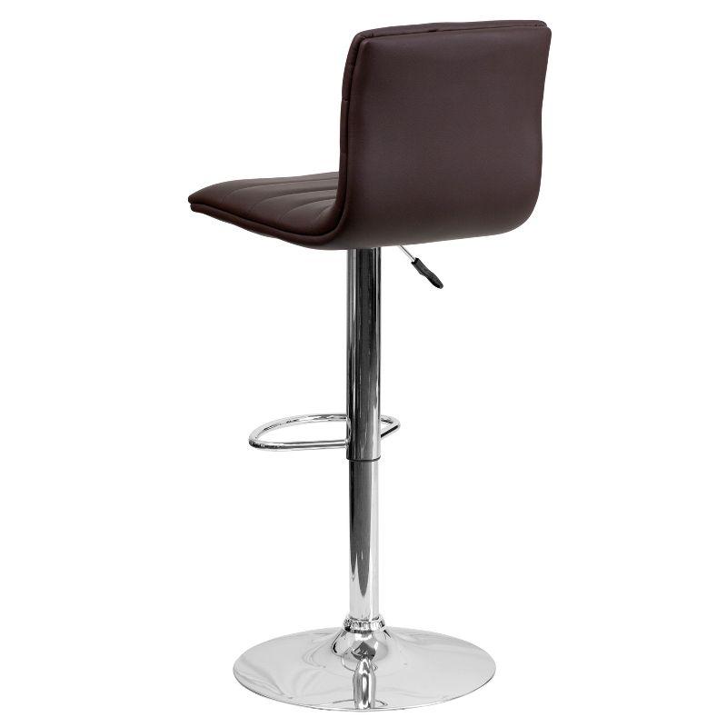 Flash Furniture Modern Brown Vinyl Adjustable Bar Stool with Back, Counter Height Swivel Stool with Chrome Pedestal Base