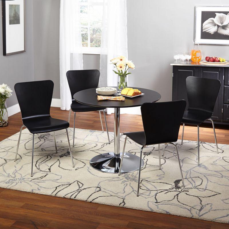 Black Laminated MDF and Chrome 5-Piece Dining Set with Bentwood Chairs