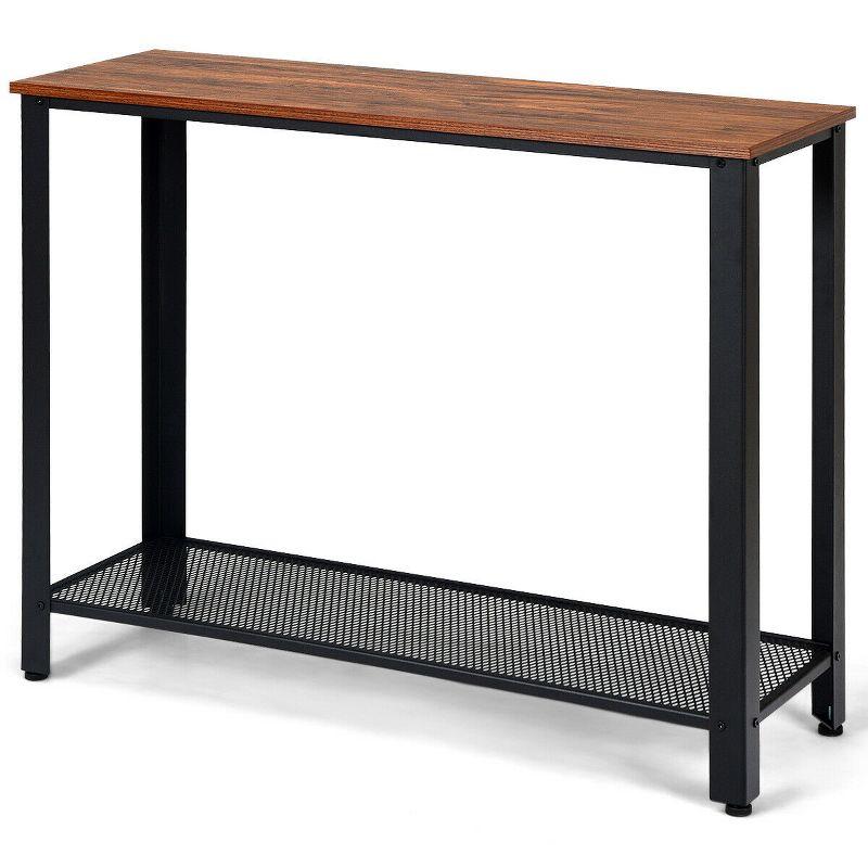 Costway Console Sofa Table W/ Storage Shelf Metal Frame Wood Look Entryway Table Black
