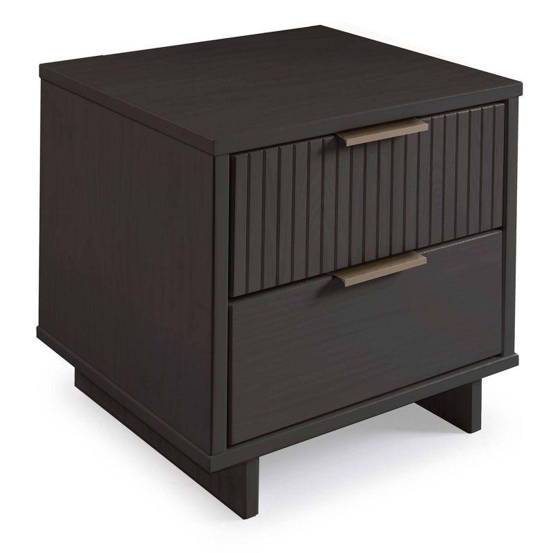 Manhattan Comfort Set of 2 Granville 2 Drawer Nightstands Dark Gray: Modern Design, Soft Close, Metal Handles