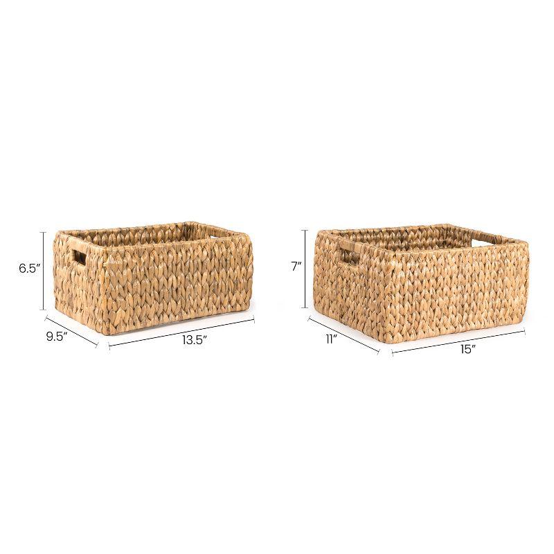 happimess Leif Rustic Minimalist Hand-Woven Hyacinth Nesting Baskets with Handles, Natural (Set of 2)