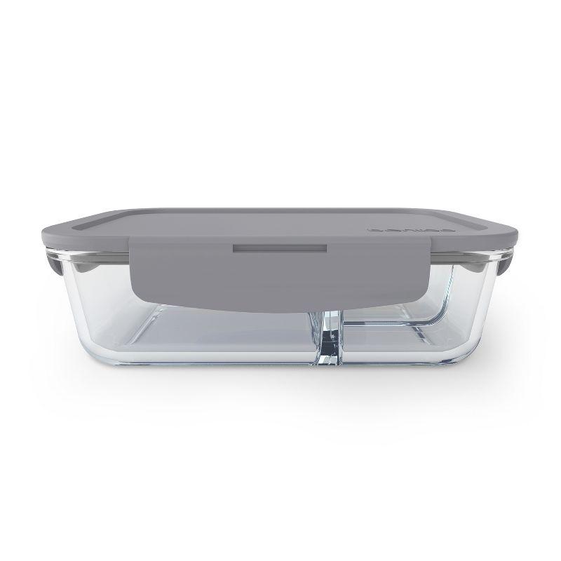 Bentgo 41oz Glass Leak-proof Lunch Box with Plastic Lid - Gray: BPA-Free Food Storage, Stain & Odor-Resistant, Dishwasher Safe