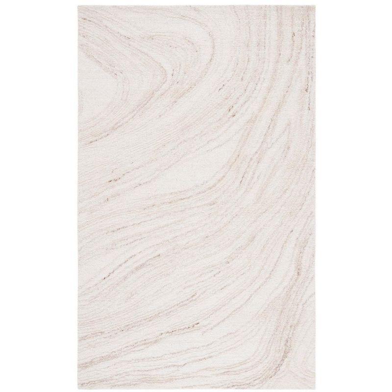 Ivory and Beige Hand-Tufted Wool Area Rug 6' x 9'